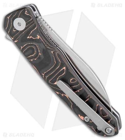 QSP Otter Flipper Liner Lock Knife Copper Foil Carbon Fiber (2.7" Satin S35VN)