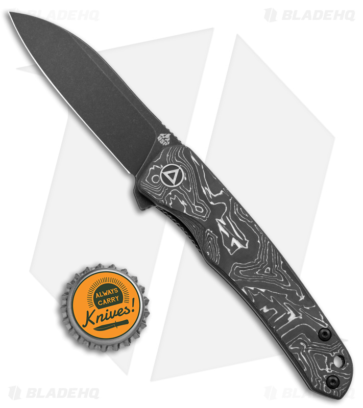 QSP Otter Flipper Liner Lock Knife Aluminum Foil Carbon Fiber (2.7" Black S35VN)