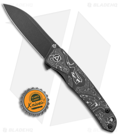 QSP Otter Flipper Liner Lock Knife Aluminum Foil Carbon Fiber (2.7" Black S35VN)