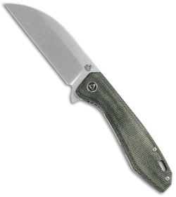 QSP Pelican Liner Lock Knife Green Micarta (3.6" Stonewash CPM-S35VN) 