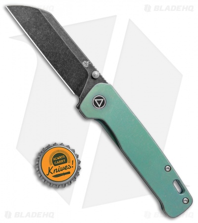 QSP Penguin Frame Lock Knife Green Titanium (3.1" Black Stonewash)