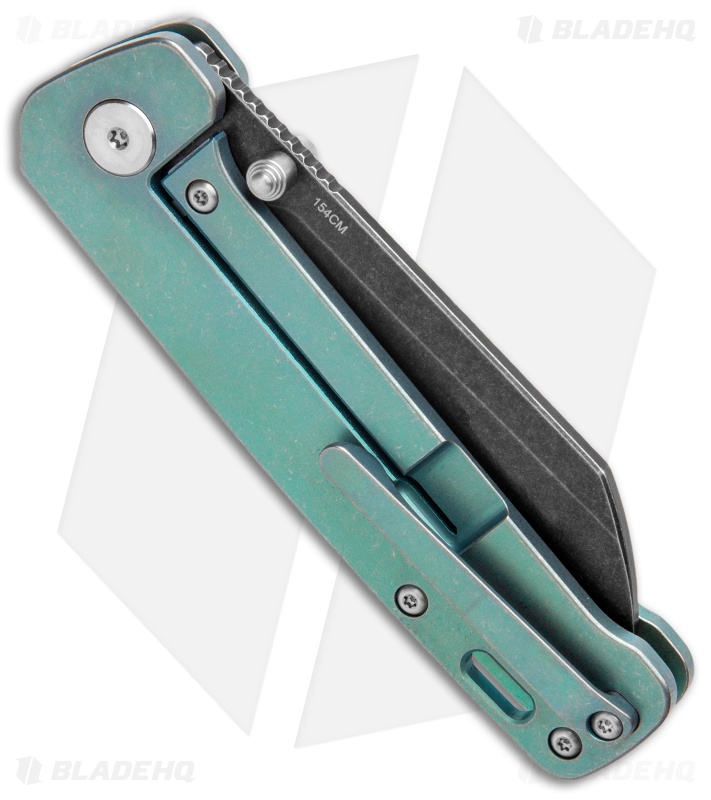 QSP Penguin Frame Lock Knife Green Titanium (3.1" Black Stonewash)