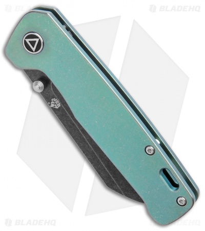 QSP Penguin Frame Lock Knife Green Titanium (3.1" Black Stonewash)