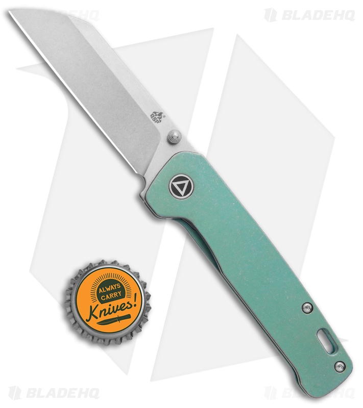 QSP Penguin Frame Lock Knife Green Titanium (3.1" Stonewash)
