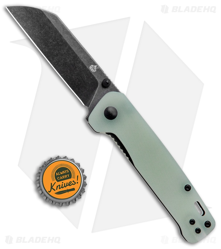 QSP Penguin Knife | Natural Jade G-10 + Black SW - Blade HQ