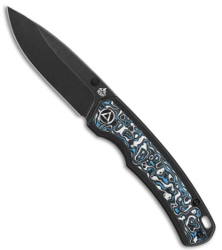 QSP Knife Puffin Frame Lock Knife Black Titanium/Marbled CF (3.12" Black SW)