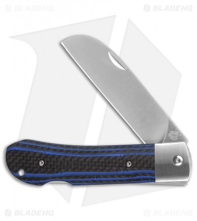 QSP Worker Lock Back Knife Blue G-10/Carbon Fiber (3.5" Satin)