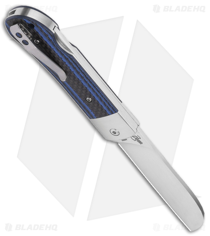 QSP Worker Lock Back Knife Blue G-10/Carbon Fiber (3.5" Satin)