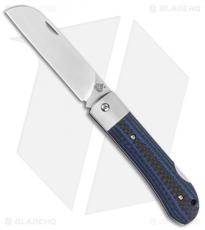QSP Worker Lock Back Knife Blue G-10/Carbon Fiber (3.5" Satin)