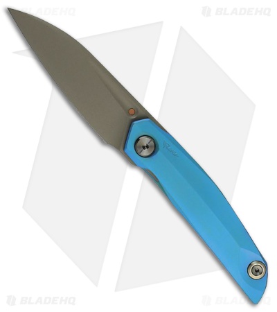 Reate Knives VK Anub Frame Lock Knife Cayan Blue Titanium (3.25" Dark BB)