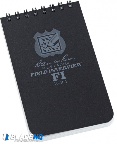 Rite in the Rain Top Bound 3" X 5" Police Field Interview Notebook (Black)