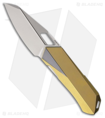 REMETTE RT-Woodpecker Liner Lock Knife Gold Stonewash Titanium (3" Pearlescent)