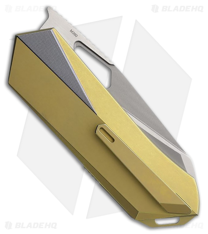 REMETTE RT-Woodpecker Liner Lock Knife Gold Stonewash Titanium (3" Pearlescent)