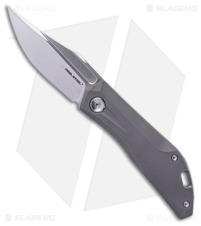Real Steel Ventus Slip Joint Knife Gray Stonewash Titanium (3" BB) RS7041