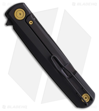 Real Steel G-Frame  Frame Lock Knife Black Titanium Gold Accents (3.5" Black)