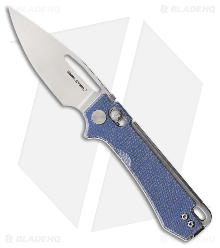 Real Steel Vis Crossbar Lock Knife Denim Micarta Satin