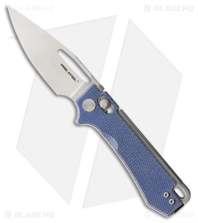 Real Steel Vis Crossbar Lock Knife Denim Micarta (2.7" Satin)
