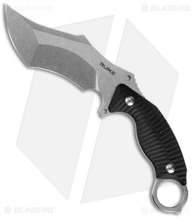 Ruike F181 Recurve Fixed Blade Knife Black G-10 (4.5" SW)