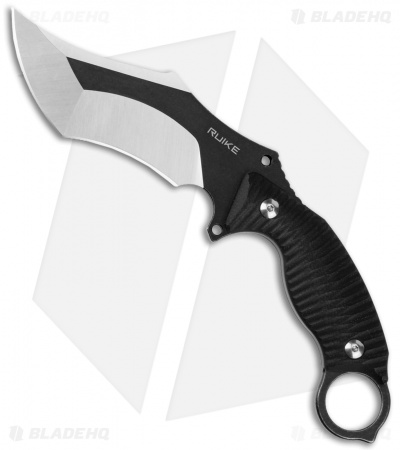RUIKE F181 Fixed Blade Black Sculpted G10 (4.50" Two-Tone)