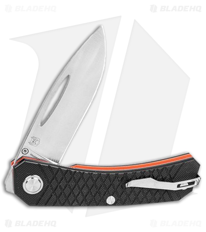 Real Steel Akuma Liner Lock Knife Black G-10/Orange Liners (3.8" Satin)