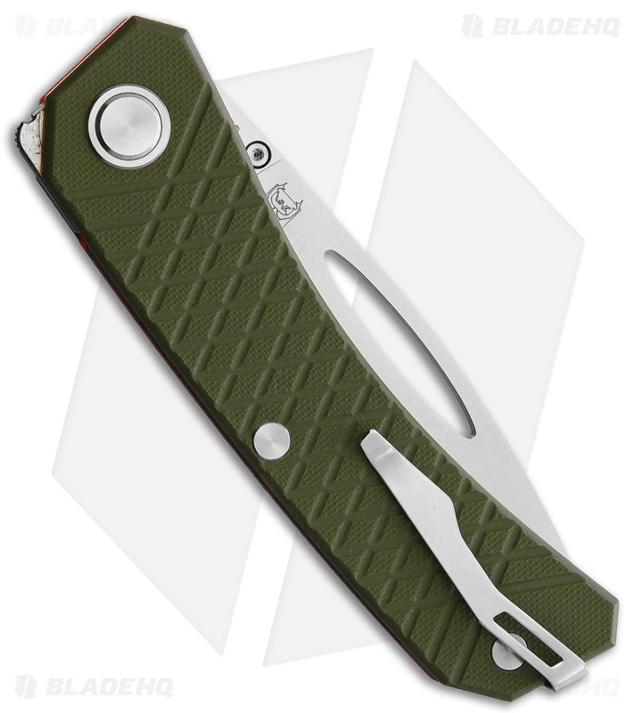 Real Steel Akuma Liner Lock Knife Olive G-10/Orange Liners (3.8" Satin)