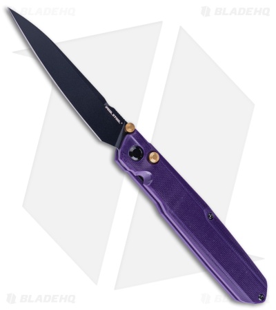 Real Steel G5 Metamorph Button Lock Knife Purple G-10 (Black)