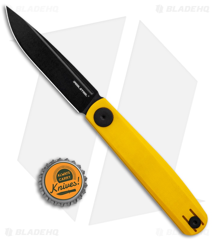 Real Steel Hel Gslip Slip Joint Knife Yellow G-10 (3.5" Satin) 7843