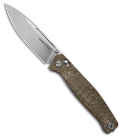 Real Steel Huginn Crossbar Lock Knife Green Micarta (3.65" Satin) 7651GM