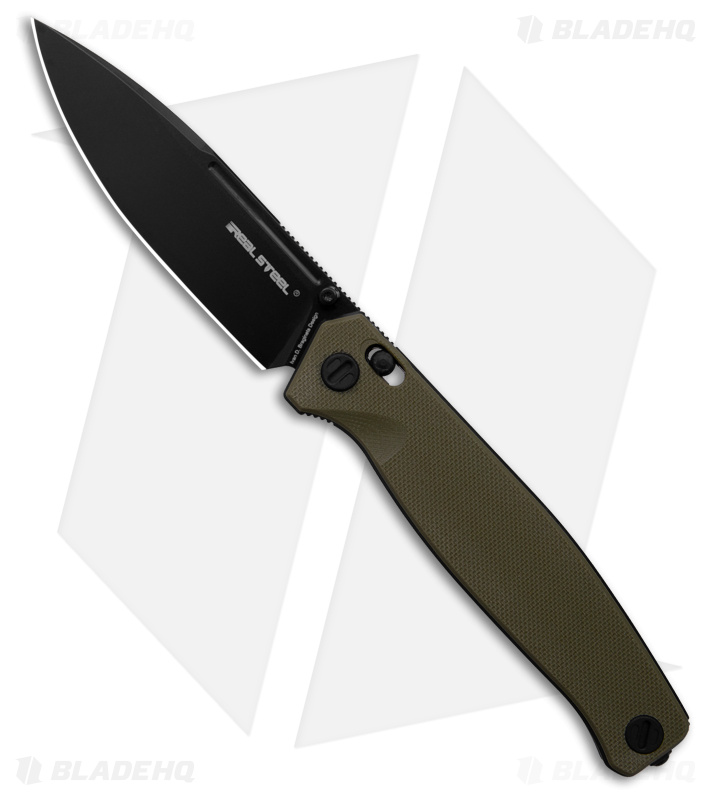 Real Steel Huginn Knife OD Green G-10 (3.6" Black)