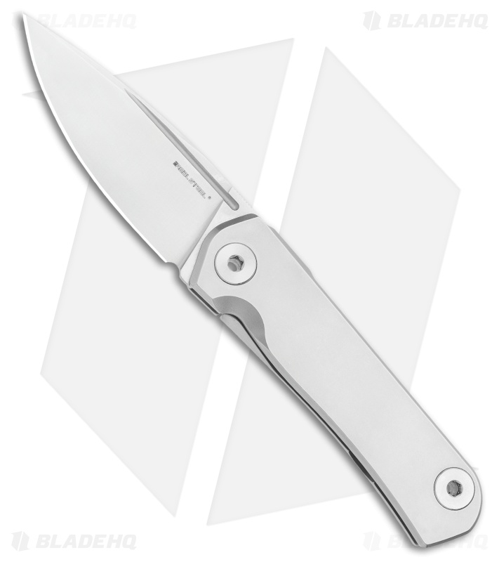 Real Steel Phasma Frame Lock Knife Stainless Steel Groove (3.25" Satin D2)
