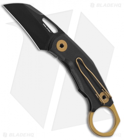 Real Steel Knives Shade Hawkbill Karambit Knife Black G-10 (2.2" Black)
