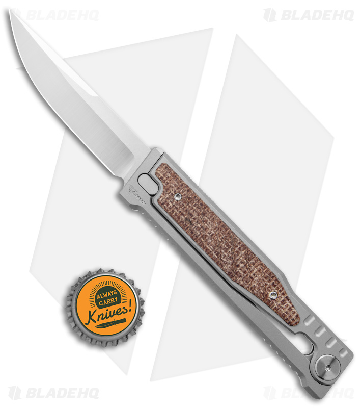 Reate EXO Drop Point Gravity Ti/Burlap Micarta - Blade HQ
