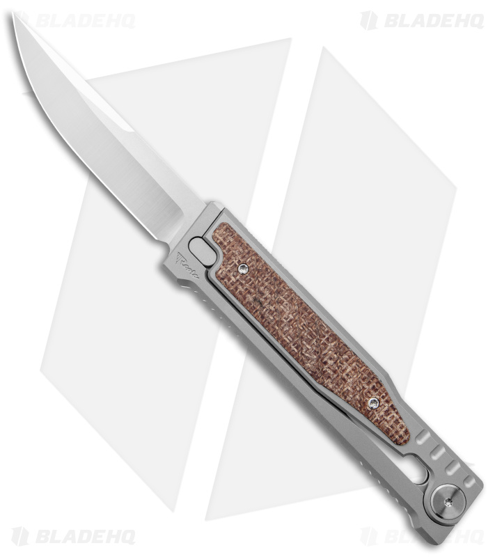 Reate EXO Drop Point Gravity Ti/Burlap Micarta - Blade HQ