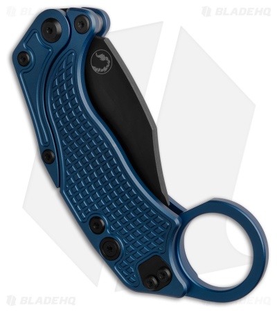 Reate EXO-K Gravity Karambit Button Lock Knife Blue Aluminum (3.1" Black)