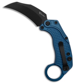 Reate EXO-K Gravity Karambit Button Lock Knife Blue Aluminum (3.1" Black)