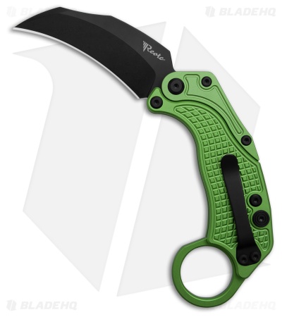 Reate EXO-K Gravity Karambit Button Lock Knife Oxidized Green (3.1" Black)