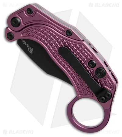 Reate EXO-K Gravity Karambit Button Lock Knife Purple Aluminum (3.1" Black)