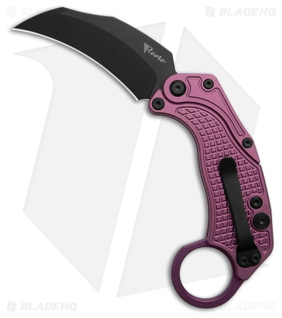 Reate EXO-K Gravity Karambit Button Lock Knife Purple Aluminum (3.1" Black)