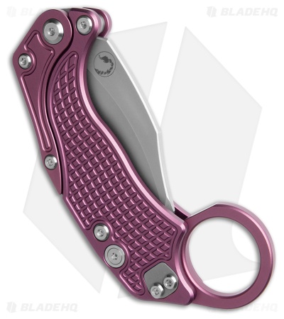 Reate EXO-K Gravity Karambit Button Lock Knife Purple Aluminum (3.1" Stonewash)