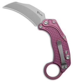 Reate EXO-K Gravity Karambit Button Lock Knife Purple Aluminum (3.1" Stonewash)