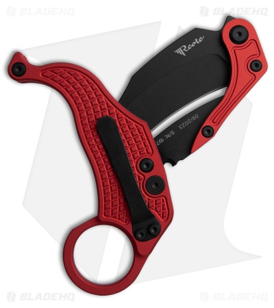 Reate EXO-K Gravity Karambit Button Lock Knife Red Aluminum (3.1" Black)