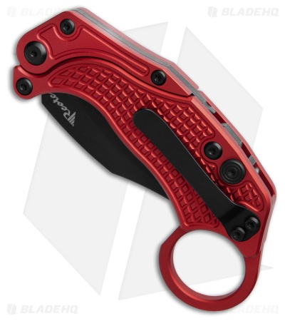 Reate EXO-K Gravity Karambit Button Lock Knife Red Aluminum (3.1" Black)