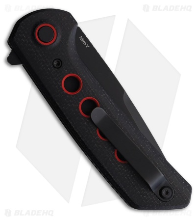 Reate PL-XF Pivot Lock Knife Black Canvas Micarta + Red G-10 Liner (3.4" PVD)