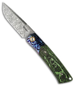 Reate Tribute Liner Lock Knife Titanium + Jungle Wear FatCarbon (2.8" Damasteel)