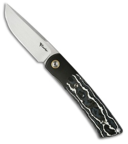 Reate Tribute Liner Lock Knife Titanium + White Storm FatCarbon (2.8" Satin)