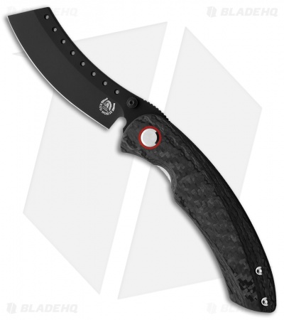 Red Horse Knife Works Hell Razor Liner Lock Knife Black Twill CF (3.6" Black)