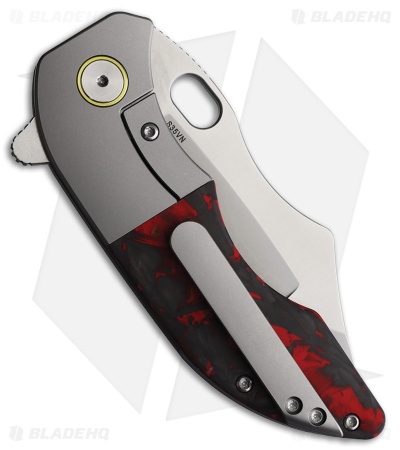 Red Horse Knife Works War Pig Frame Lock Knife Ti + Red/Black CF (3" Satin)