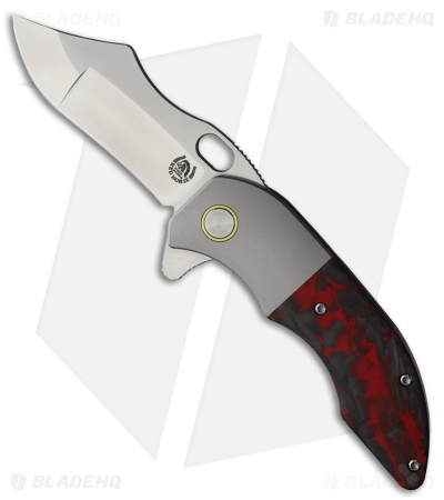 Red Horse Knife Works War Pig Frame Lock Knife Ti + Red/Black CF (3" Satin)