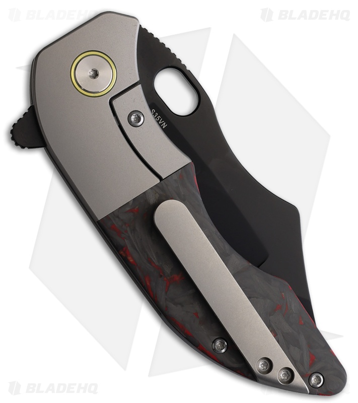 Red Horse Knife Works War Pig Frame Lock Knife Ti + Red/Black CF (3" Black)