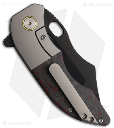 Red Horse Knife Works War Pig Frame Lock Knife Ti + Red/Black CF (3" Black)